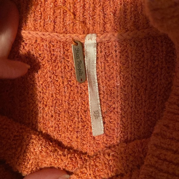 Free People Off the Shoulder Balloon Sleeve Sweater in Coral - Picture 3 of 3